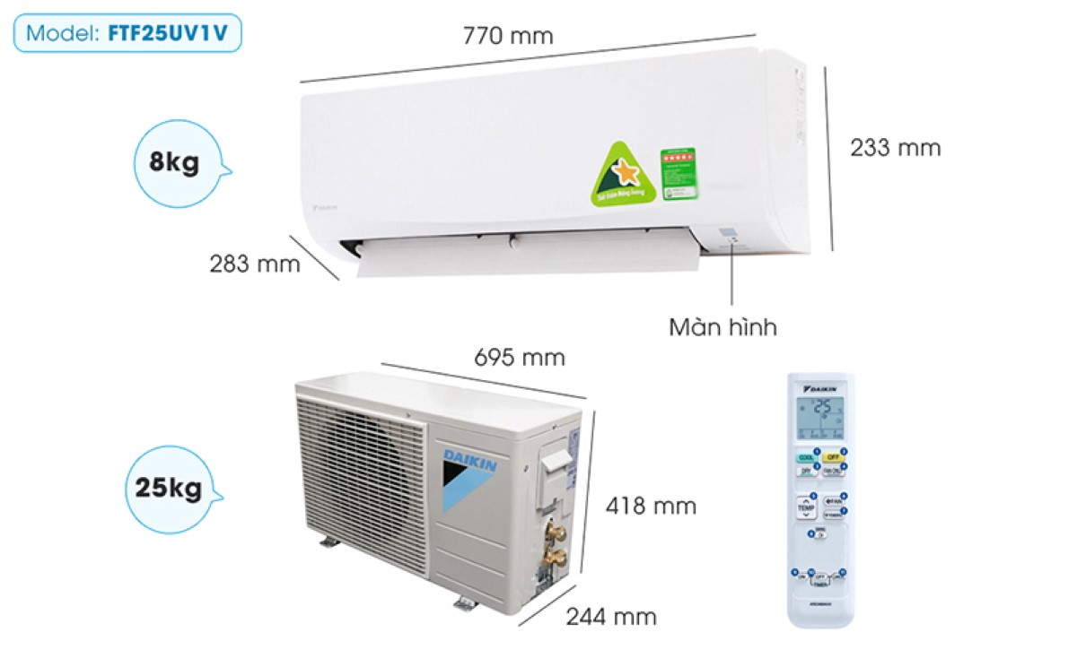  Daikin 9000BTU FTF25UV1V/RF25UV1V 1